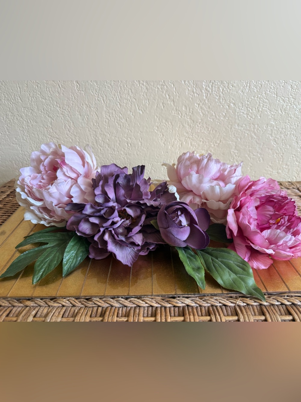 Lot of 5 French silk flowers, dress pendant hat pins